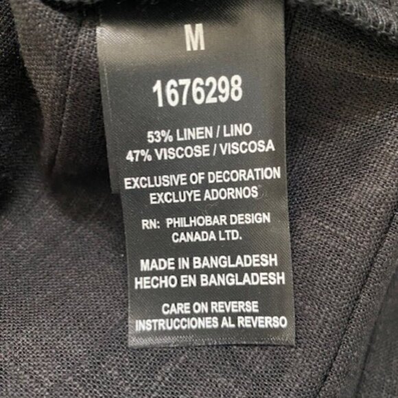 NWT NICOLE MILLER Original Black Linen Short Sleeve VNeck Dress Medium - Picture 16 of 16